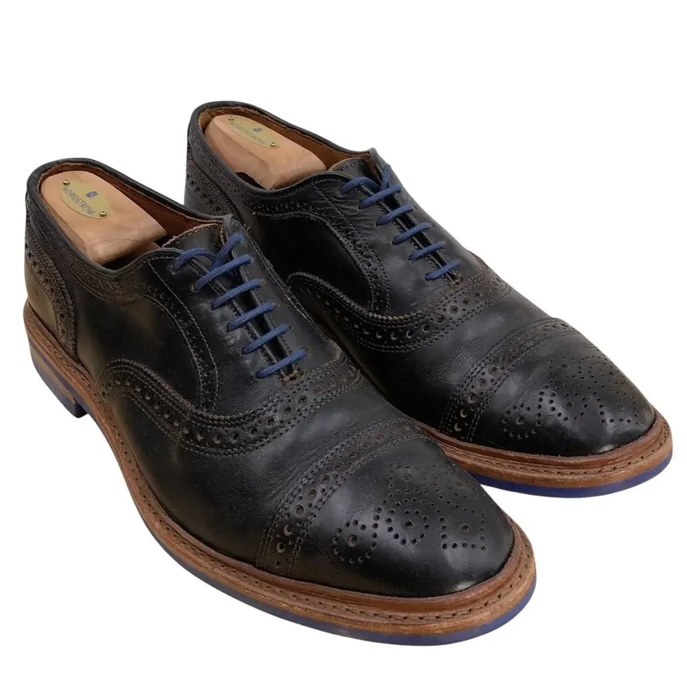 Allen Edmonds Shoes Mens 10.5D Strandmok Wingtip Brogue Dress Oxfords Blue Sole